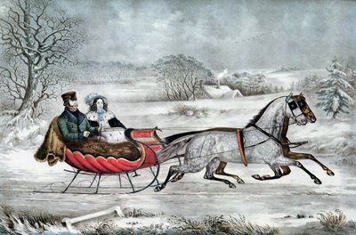 The Road - Winter (Currier and His 2nd Wife, Laura Ormsbee, 1843) by N. and Ives, J.M. Currier